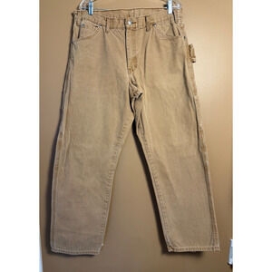 Dickies Carpenter Canvas Pants Painter Work Carhartt Style Tan Size 36x32 EUC